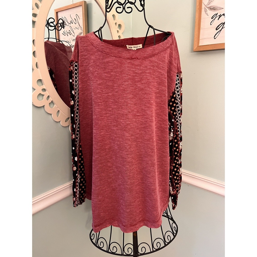 INDIGO THREAD M maroon Top Blouse Flowy
